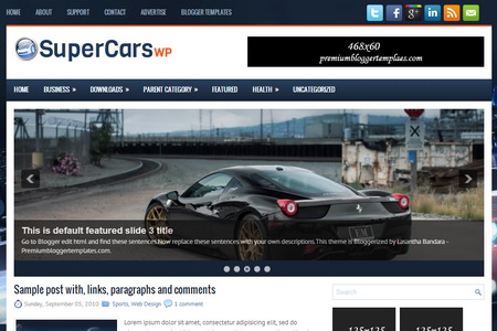 SuperCarsWp Blogger Template