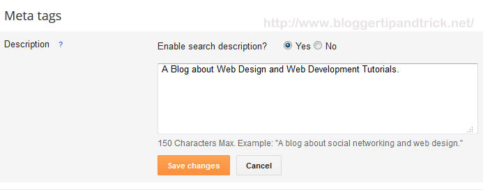 Add Meta Description to Blogger