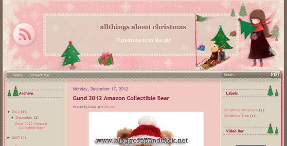 Pinky Christmas Blogger Template