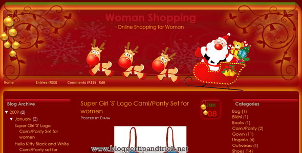 Santa and Reindeers Blogger Template