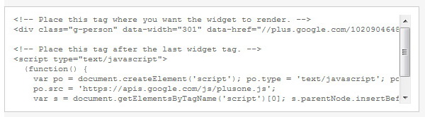 GooglePlus Profile Badge Code