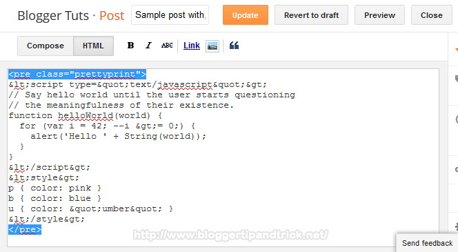 Add Source Code to Post Editor HTML