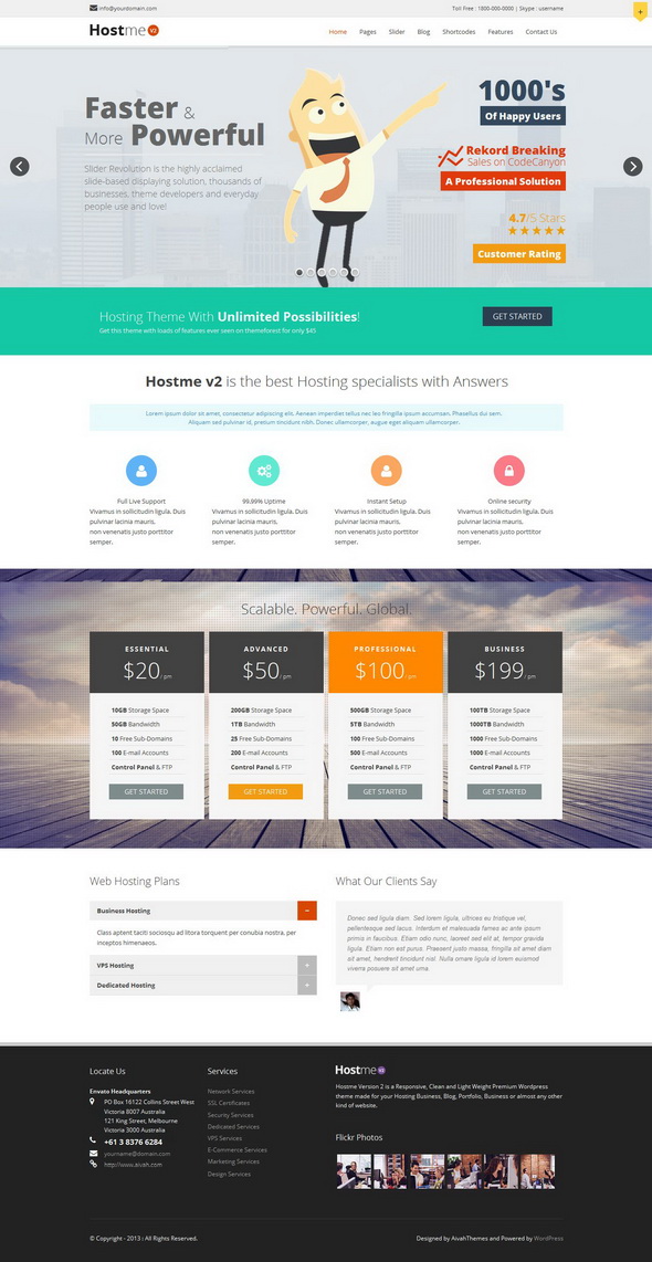 Hostme v2 Responsive Premium WordPress Theme