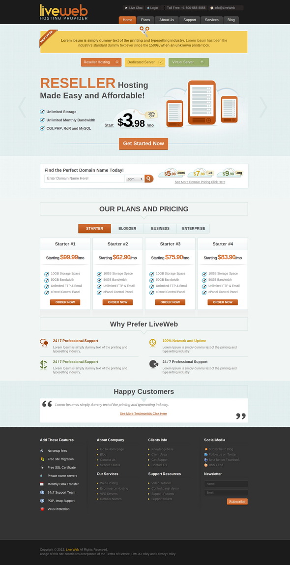 LiveWeb - WP Web Hosting Template