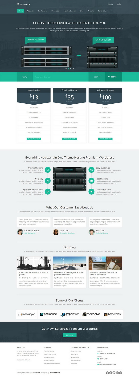 Servereza - Responsive Hosting WordPress Theme