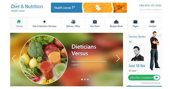 Diet & Nutrition Health Center-Wordpress Theme 