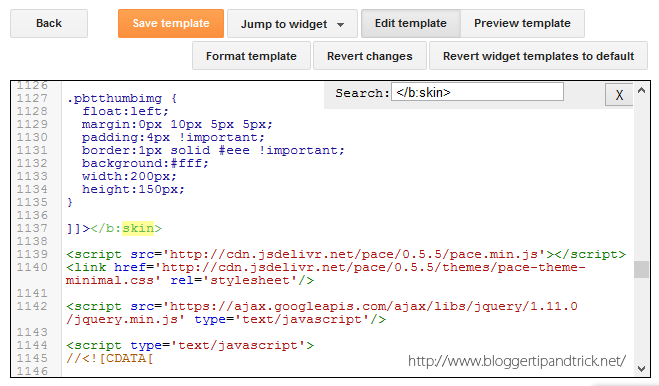 Add Pace-js Progress Loading Bar to Blogger