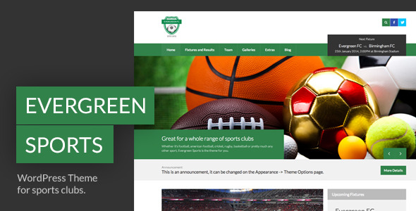 Evergreen Sports - WP Theme for Sports Clubs