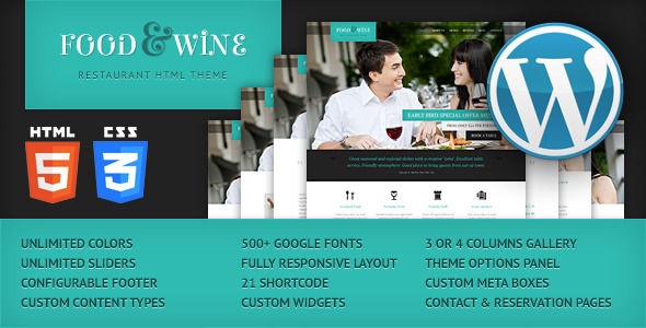 Food & Wine - Responsive WordPress Theme