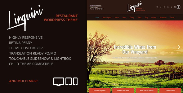 Linguini- Restaurant Responsive WordPress Theme