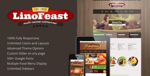 LinoFeast - Restaurant Responsive WordPress Theme