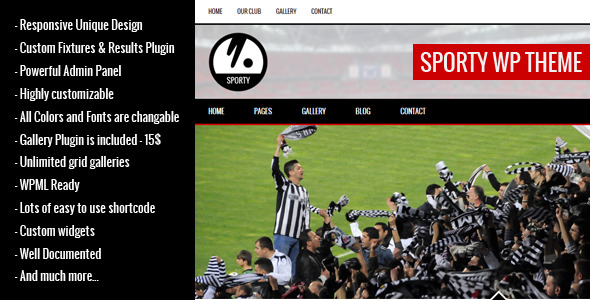 SPORTY-Responsive WordPress Theme for Sport Clubs