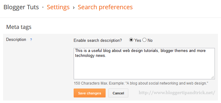 Add Meta Description to Blogger