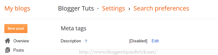 Blogger Meta Tags Settings