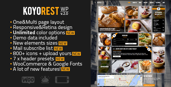 Koyorest - Responsive Retina Restaurant WP Theme