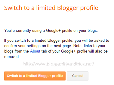 Revert to Blogger profile Confirmation