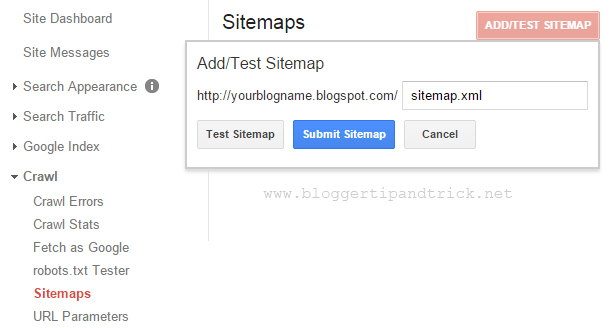 Google Webmaster Tools - Add a Sitemap