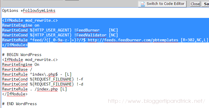 Redirect WordPress Feed to Feedburner Using htaccess