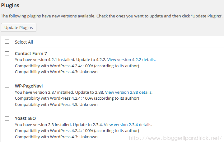 WordPress Plugin Update Notifications