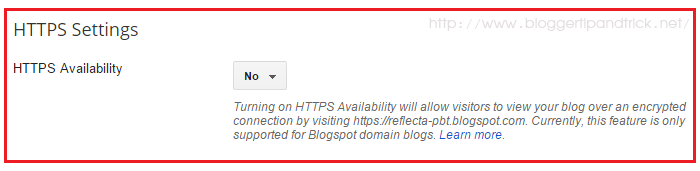 Blogger HTTPS Setting