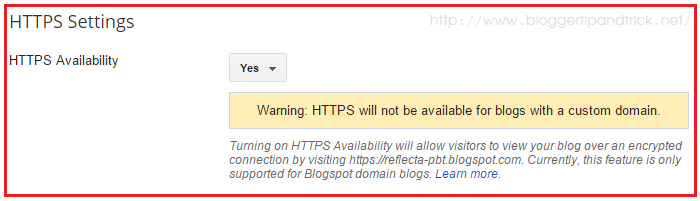 HTTPS Enabled in Blogger