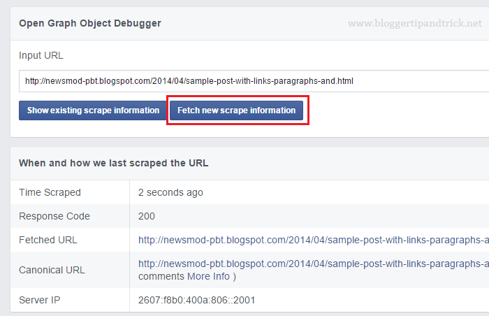 Facebook Fetch New Scrape Information