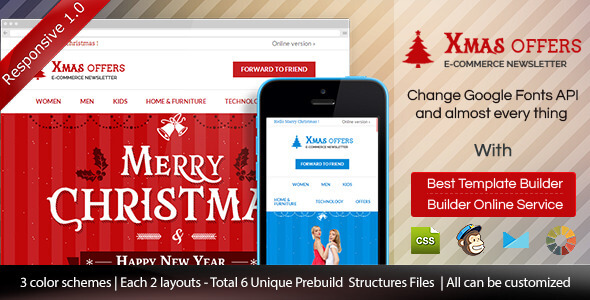 Christmas - E-commerce Responsive Email + Builder