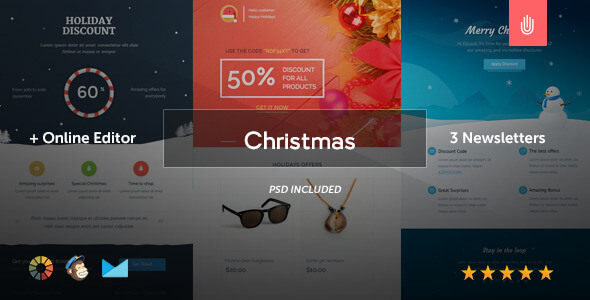 The Christmas - 3 Email Templates + Online Editor