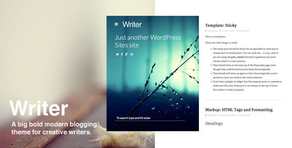 Writer - Bold WordPress Bloggin Theme