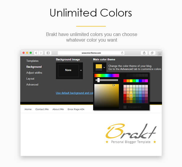 Unlimited Colors - Brakt Blogger Template