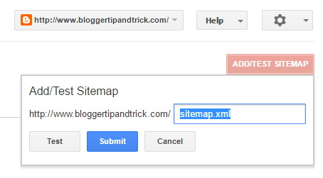 Add Test Sitemap - Google Search Console