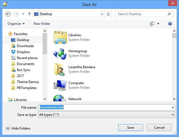 Save as a Bat File