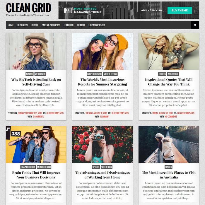 Clean Grid Blogger Template