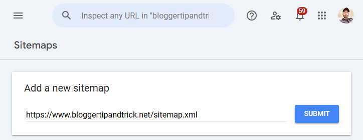 Add Sitemap URL to Google Search Console