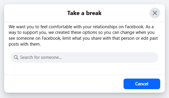 Find Person - Facebook Take a Break